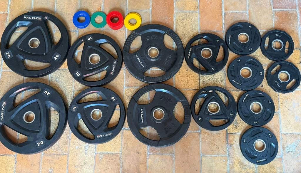 Professionele Home Gym Set - Olympische Halter en Schijven, Sport en Fitness, Fitnessmaterialen, Ophalen, Gebruikt, Benen, Halterschijven