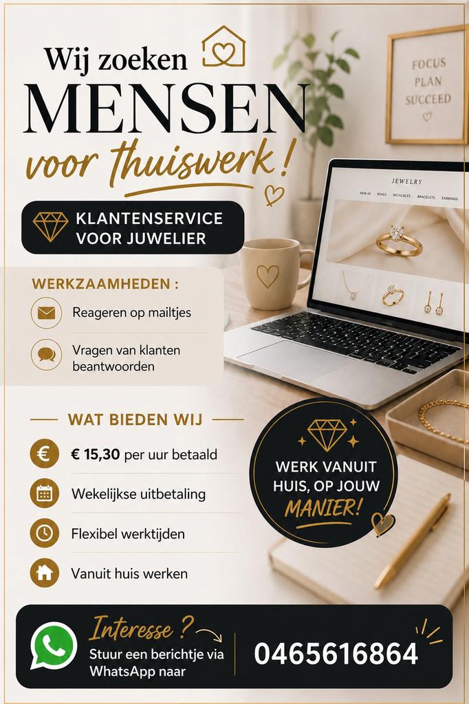 Wij zoeken mensen voor thuis werk