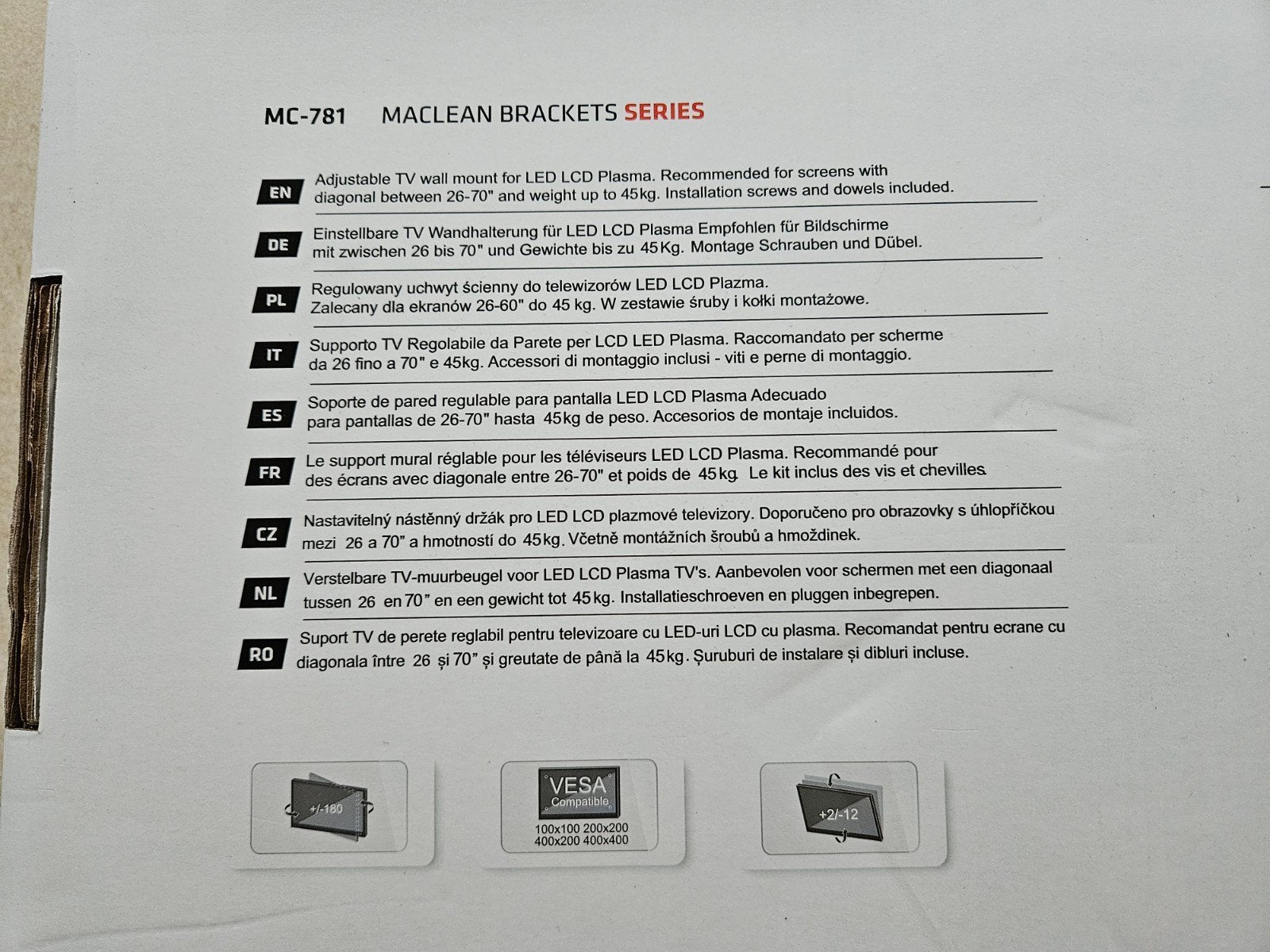 tv beugel 26 tot 70 inch, Enlèvement ou Envoi, Neuf