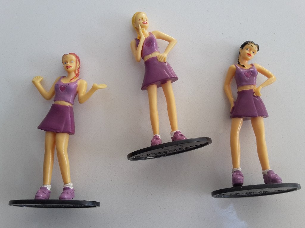 Drie K3 figuurtjes van Studio 100, op voetje, prima staat, Ophalen of Verzenden, Zo goed als nieuw