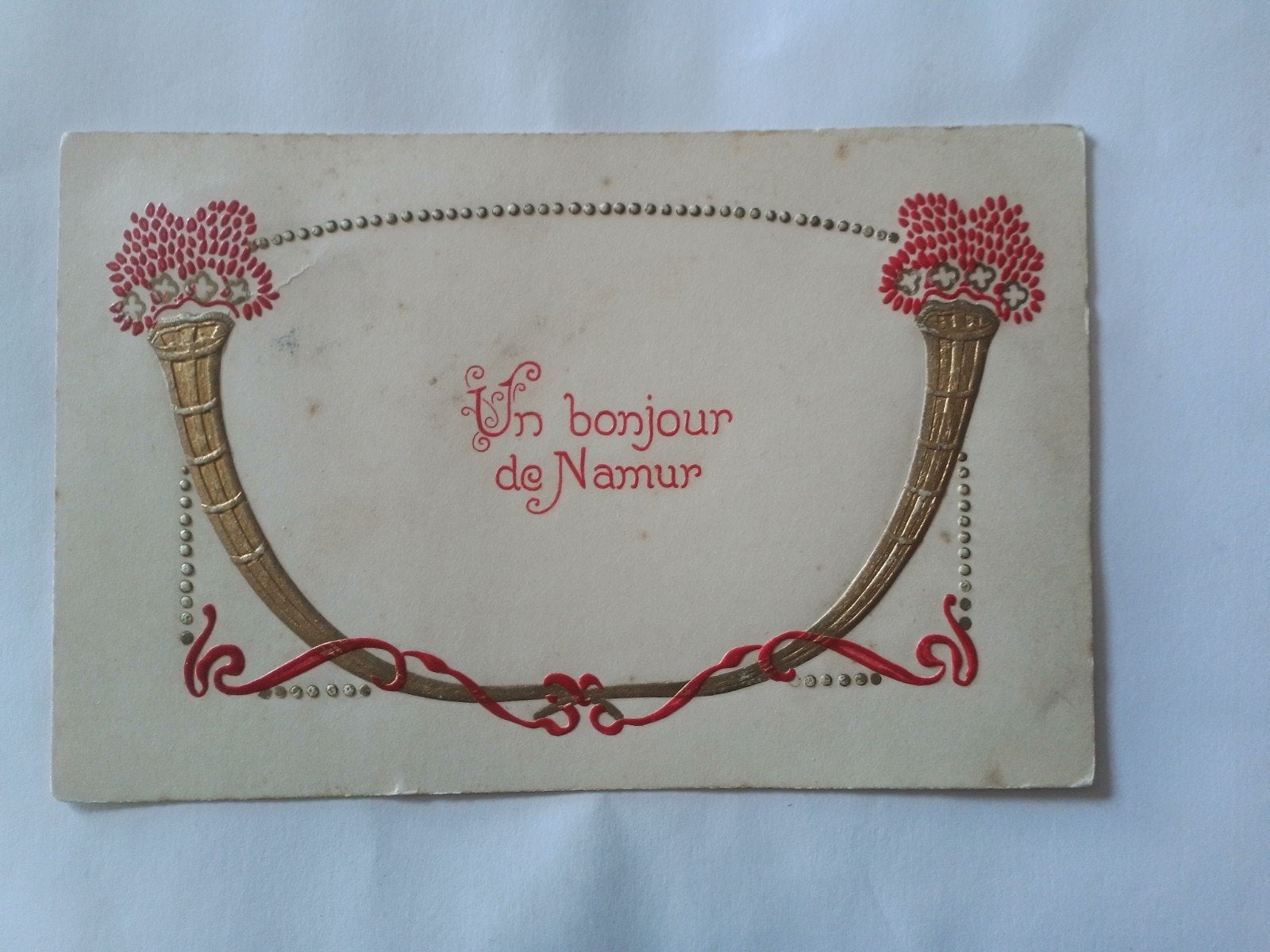 NAMUR 1909 UN BONJOUR DE NAMUR  CPA GAUFFREE, Collections, Enlèvement ou Envoi, Avant 1920, Affranchie, Namur