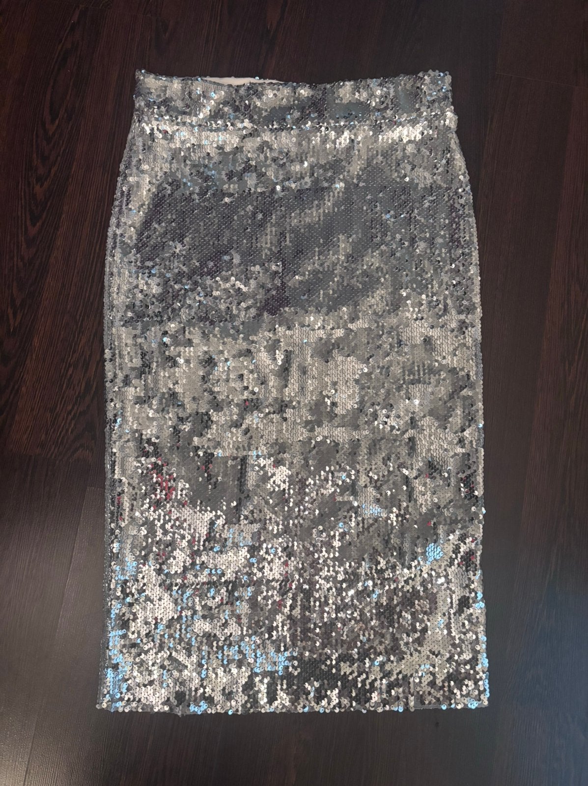 Rok pailletten zilver Essentiel, Maat 38/40 (M), Verzenden, Knielengte, Gedragen