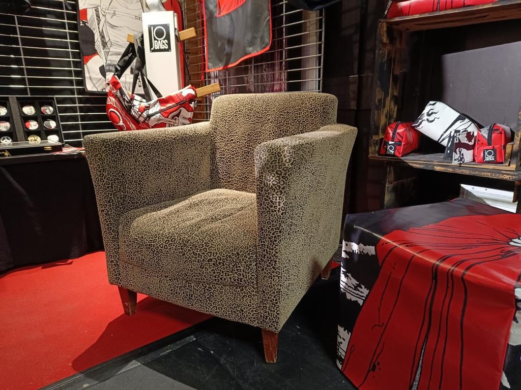Vintage fauteuil van stof Leopard, Ophalen