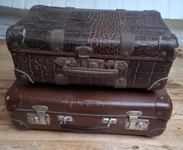Klein bruin brocante koffertje, Ophalen of Verzenden