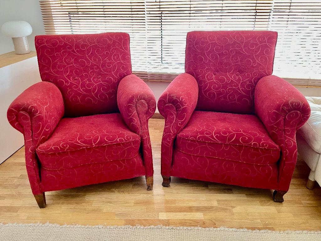 Fauteuils rouges vintage, 75 à 100 cm, Enlèvement, Utilisé, 75 à 100 cm