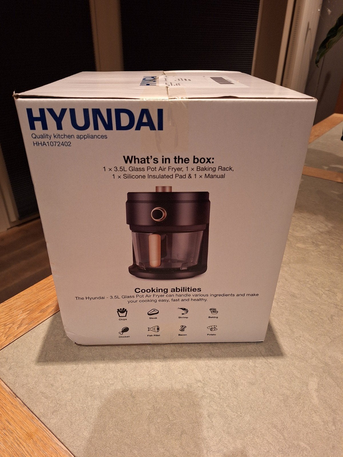 Air Fryer électronique Hyundai avec bocal en verre. 3,5l., Enlèvement