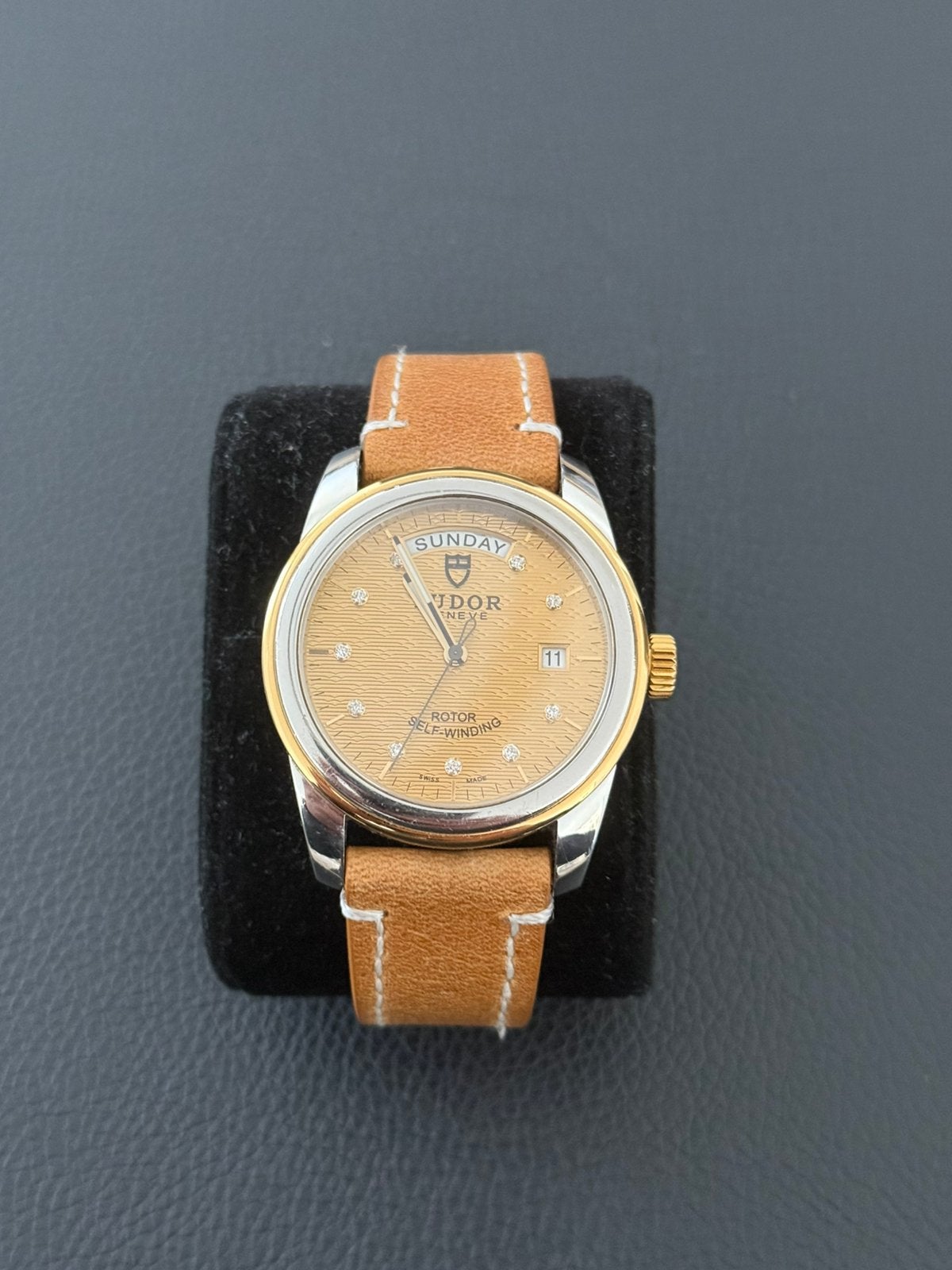 Tudor Glamour 56003, Bijoux, Sacs & Beauté, Montre-bracelet, Rolex, Cuir, Or