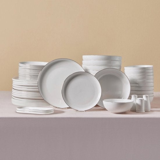 53-Delige 12-Persoons Servies Set Platina NEW!, Huis en Inrichting, Keuken | Servies, Ophalen, Zo goed als nieuw, Bord(en)
