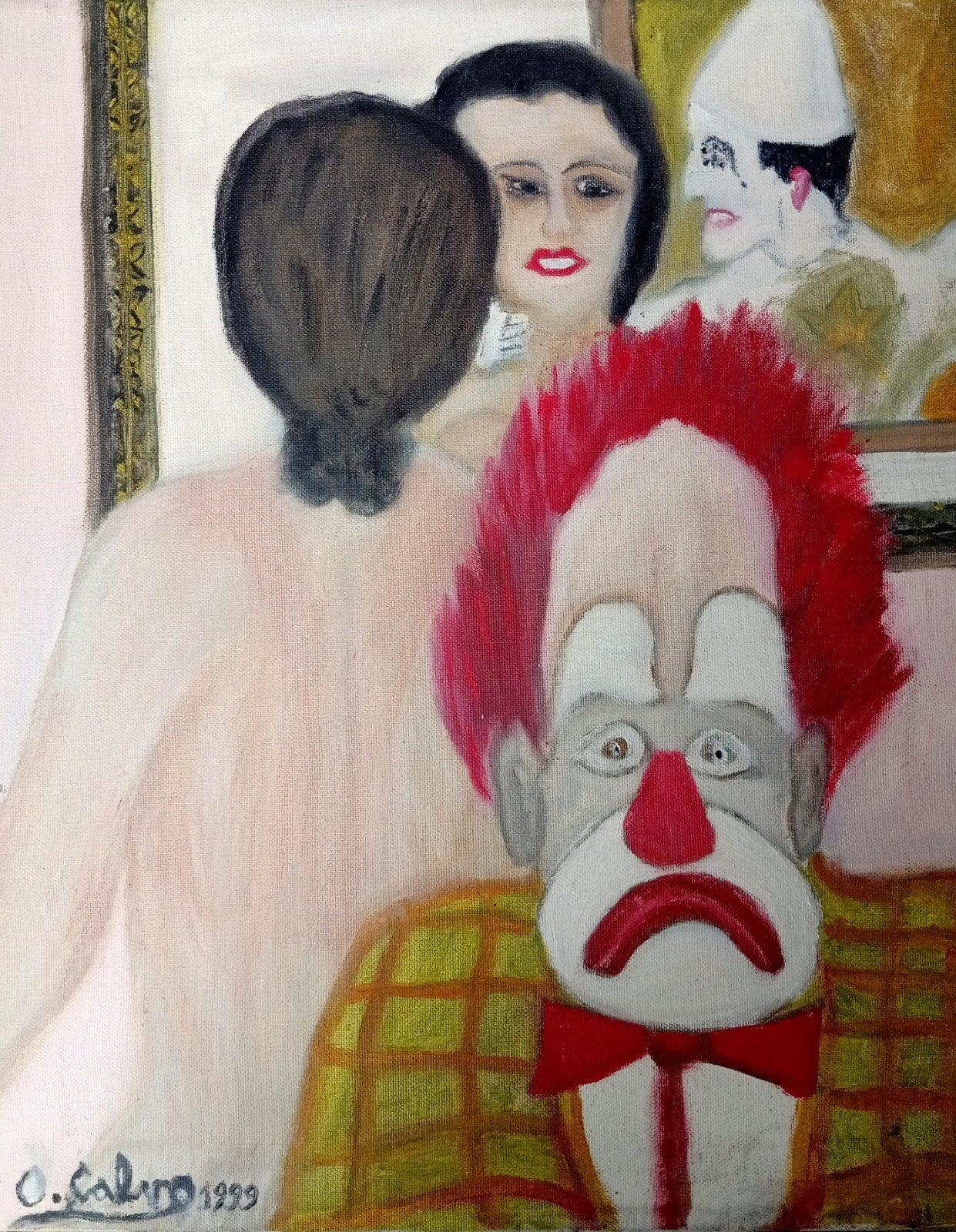 De clown stond versteld van de naakte vrouw en Pierrot. Gesi, Antiek en Kunst, Ophalen of Verzenden