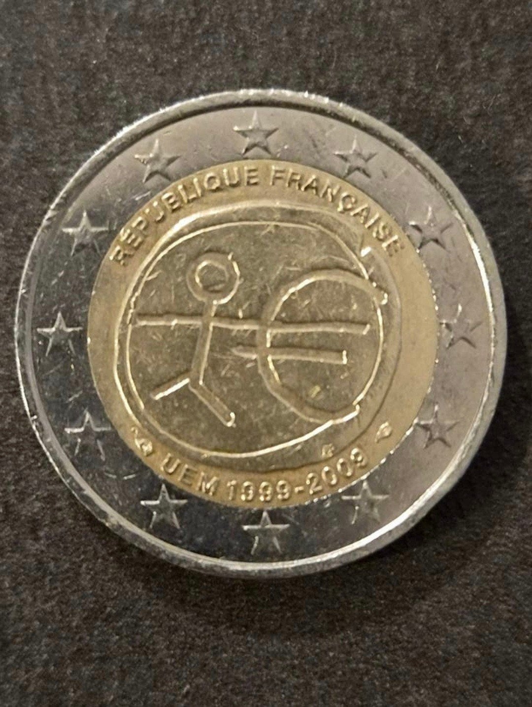 France 2 euro, Ten years of Economic and Monetary Union (EMU, Ophalen of Verzenden, 2 euro