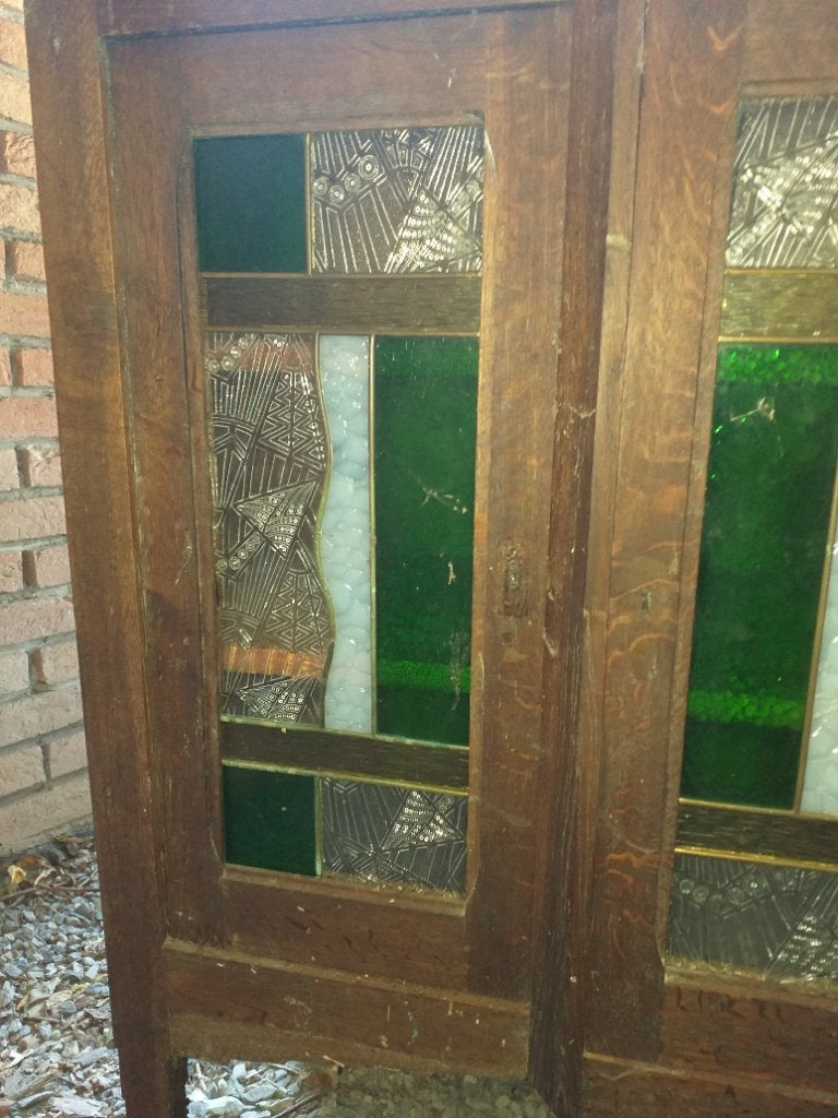 3 meubeldeuren met glas-in-loodramen (te herstellen), Ophalen