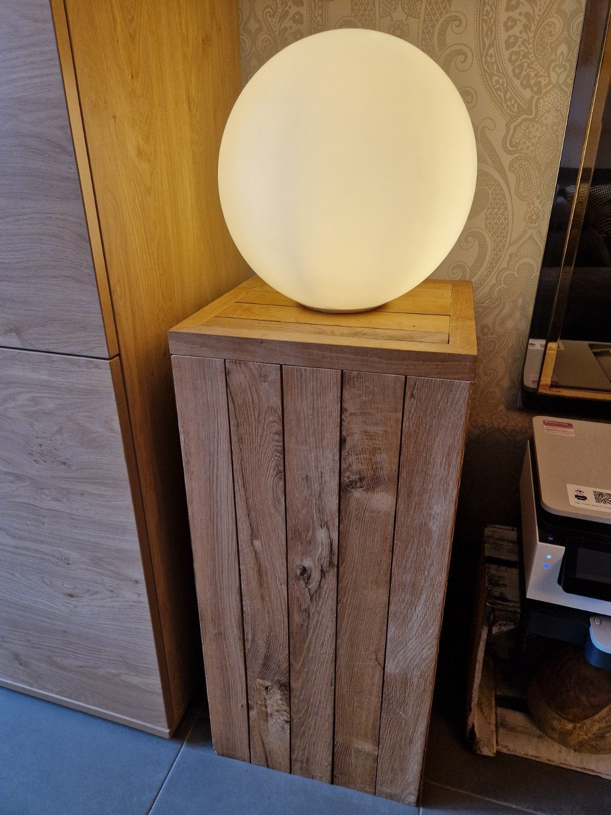 Artemide Dioscuri 35 op robuuste teakhouten sokkel, Huis en Inrichting, Ophalen