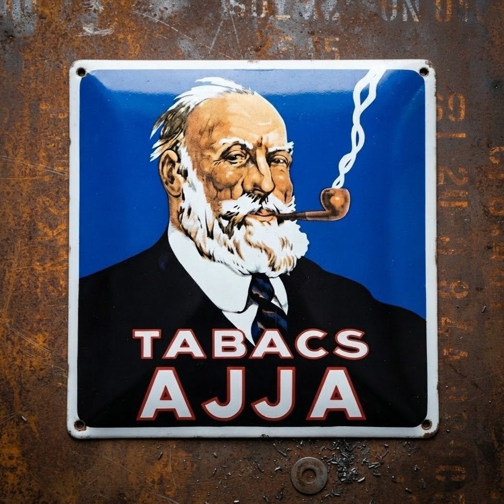 Emaille Reclamebord AJJA Tabak Shag Sigaretten Vintage Plaat, Verzenden, Gebruikt, Reclamebord