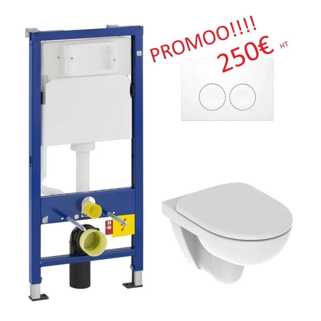 Ensemble WC Geberit UP100, cuvette blanche+abattant+plaque, Bricolage & Construction, Enlèvement, Neuf, Pierre, Autres types