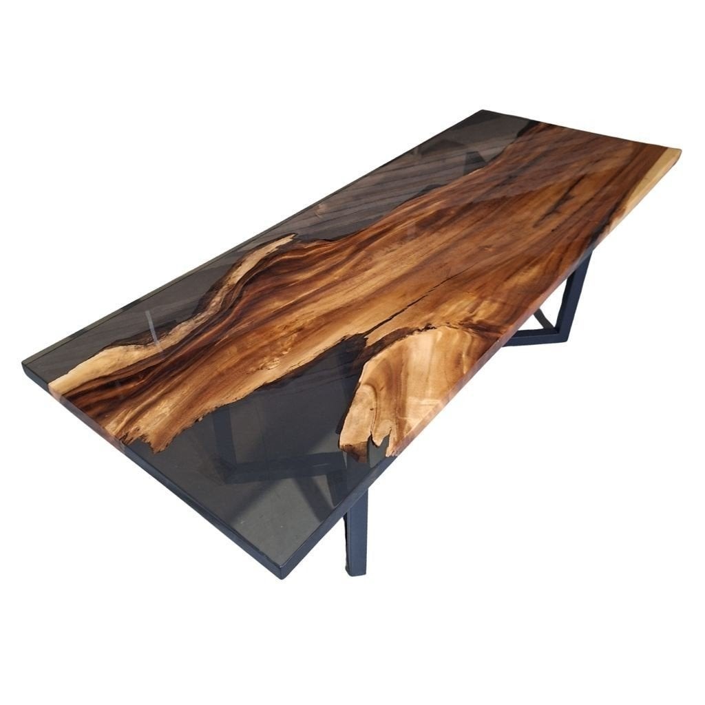 Epoxy Tafel – 240x90cm - Boomstam Notenhout, Huis en Inrichting, Ophalen, Nieuw