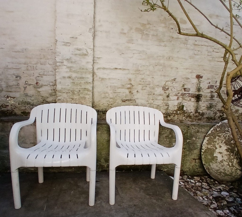 vintage tuinstoelen Allibert  'Dangari' Pierre Paulin, Ophalen, Stapelbaar