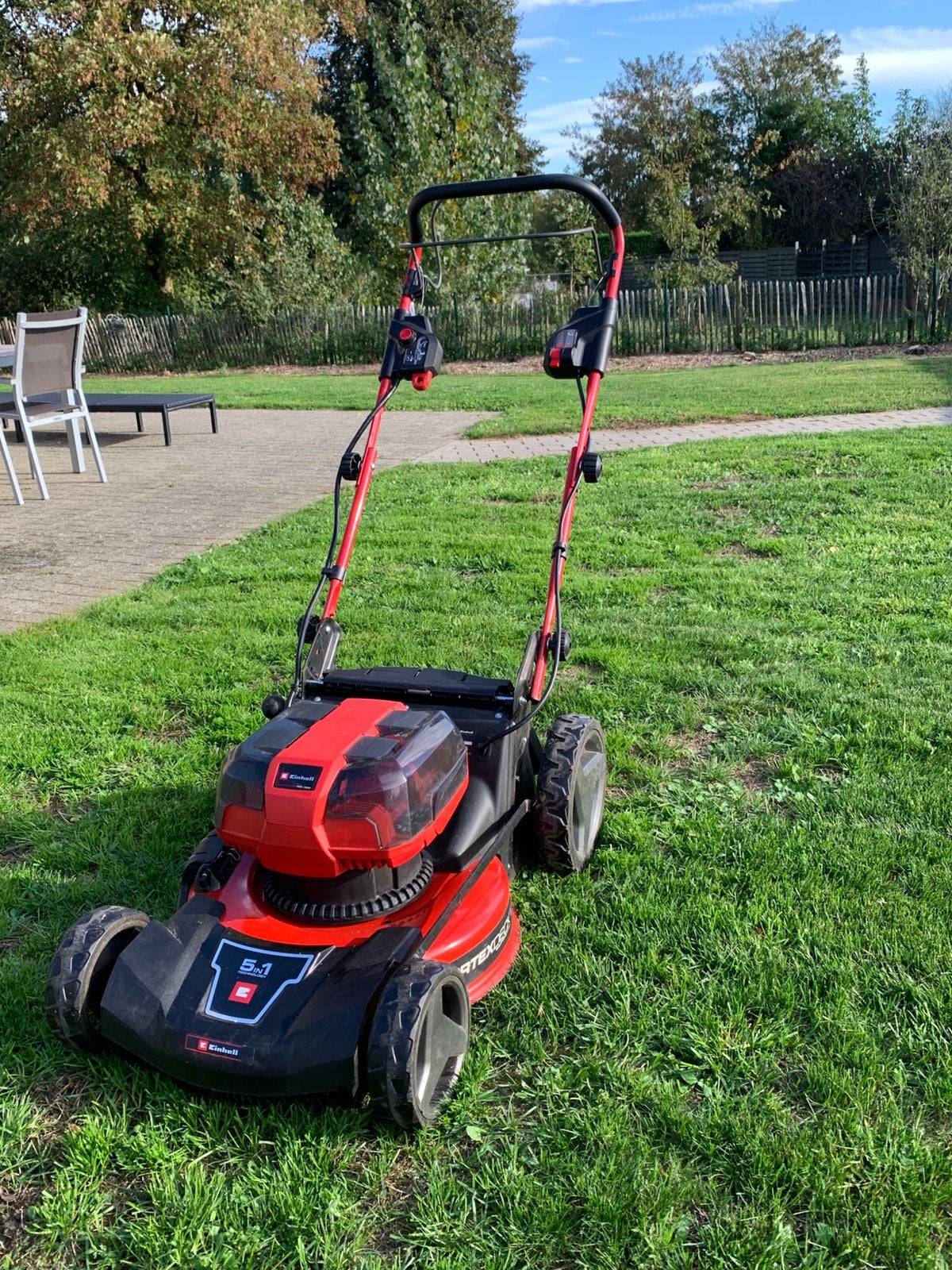Grasmaaier Einhell Professional Accu  47cm – Incl. 4 Accu's, Tuin en Terras, Ophalen, Cirkelmaaier, Elektrische starter, Accu-grasmaaier