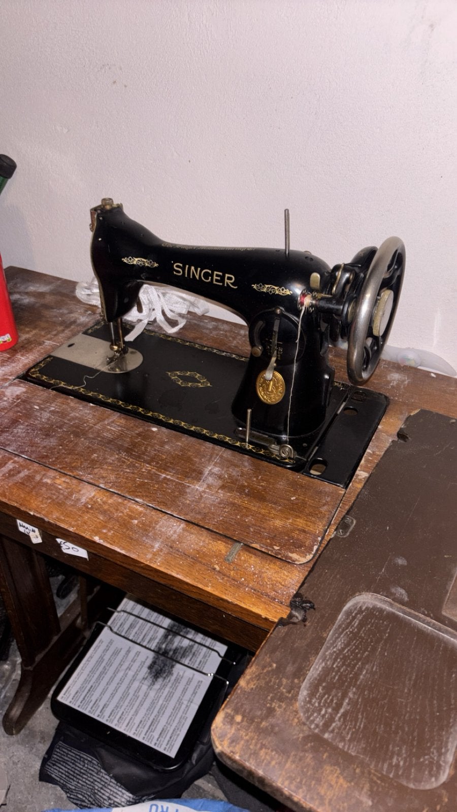 Antieke Singer naaimachine met houten tafel – Vintage, Antiek en Kunst, Ophalen