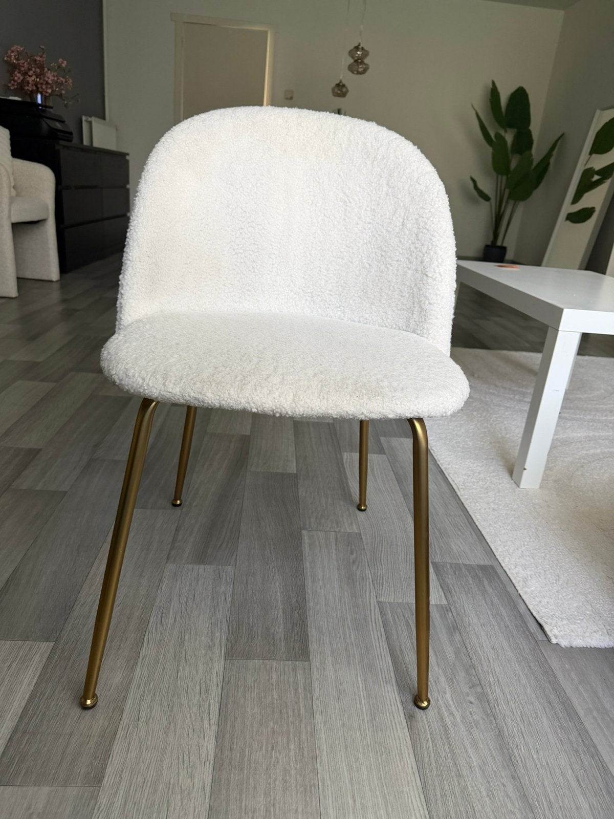 Teddy stoel – wit/goud, Maison & Meubles, Chaises, Enlèvement, Utilisé, Blanc, Une