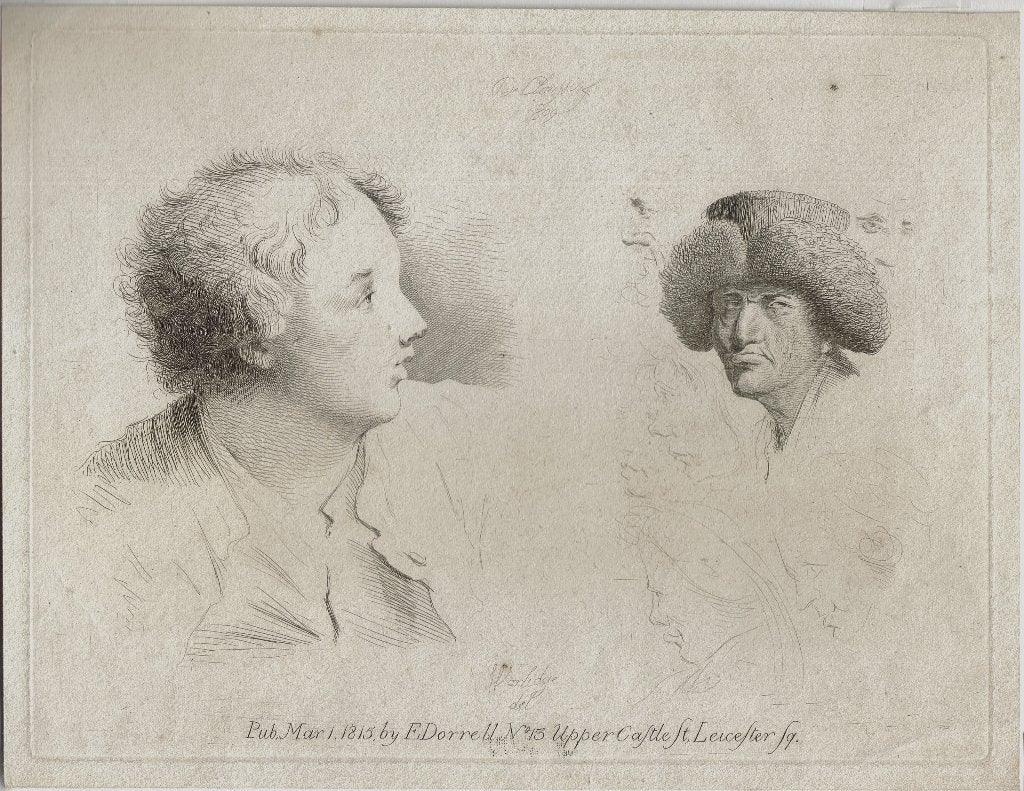 Ignace-Joseph de Claussin ets Zelfportret Hoed/Schetsen"1809, Antiek en Kunst, Ophalen, 1800 - 1899, Ets, Portret