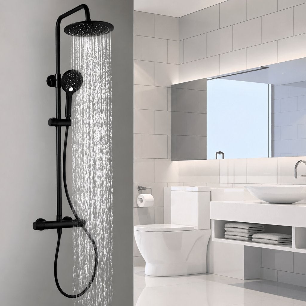 Nieuwe Maximo regendouche set met thermostaatkraan, Doe-het-zelf en Bouw, Sanitair, Nieuw, Douche, Ophalen