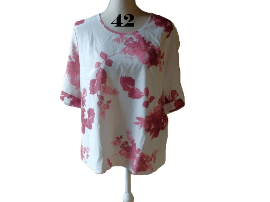 (85) - blouse femme t.42 rose blanc - shein - neuve -, Kleding | Dames, Maat 42/44 (L), Nieuw, Ophalen of Verzenden, SHEIN