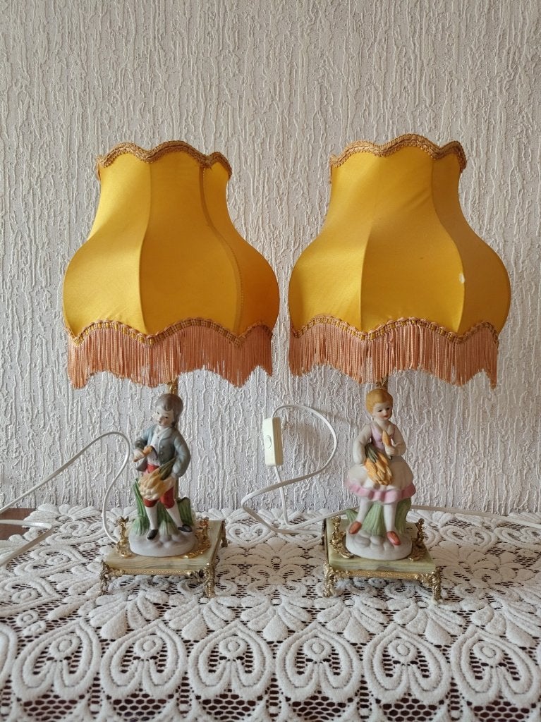 Koppel werkende vintage porseleinen tafellampen, Antiquités & Art, Antiquités | Porcelaine, Enlèvement