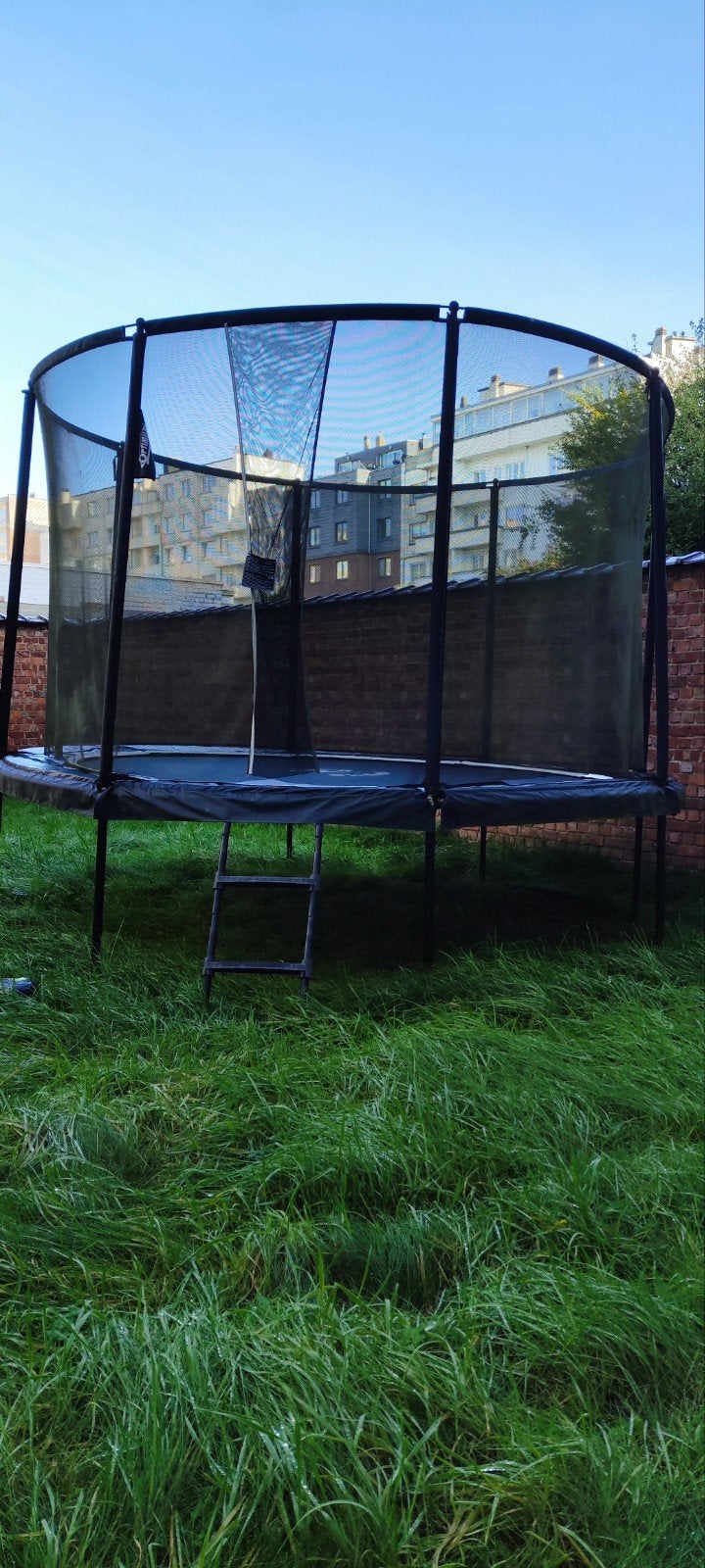 Trampoline Optimum Skyline Ø 366 cm avec filet et échelle, Enfants & Bébés, Enlèvement ou Envoi, Utilisé