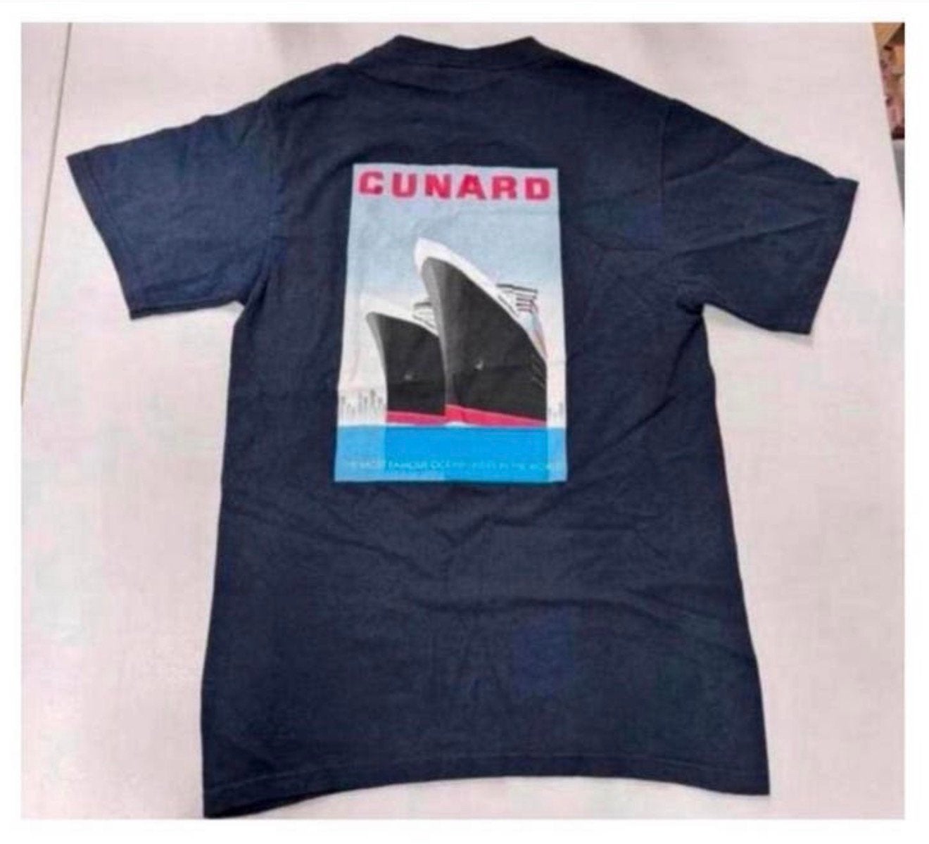 Cunard T-shirt S-M nieuw queen mary 2 famous ocean liners, Ophalen of Verzenden, Nieuw, Maat 46 (S) of kleiner, Blauw