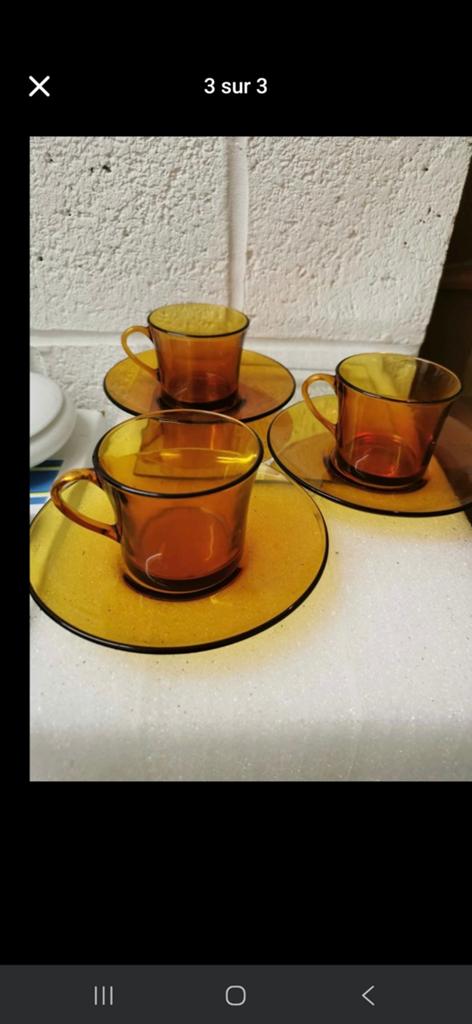 Duralex lot 3 tasses et sous tasses, Enlèvement ou Envoi
