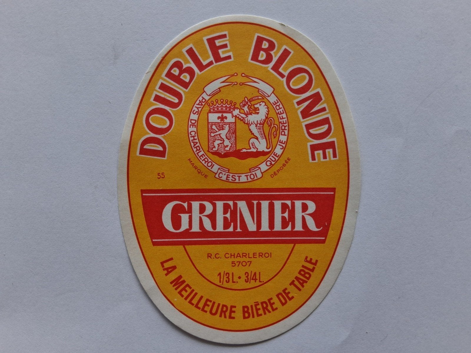 bieretiket Grenier Charleroi: Double blonde, Collections, Envoi, Utilisé, Autres types, Autres marques