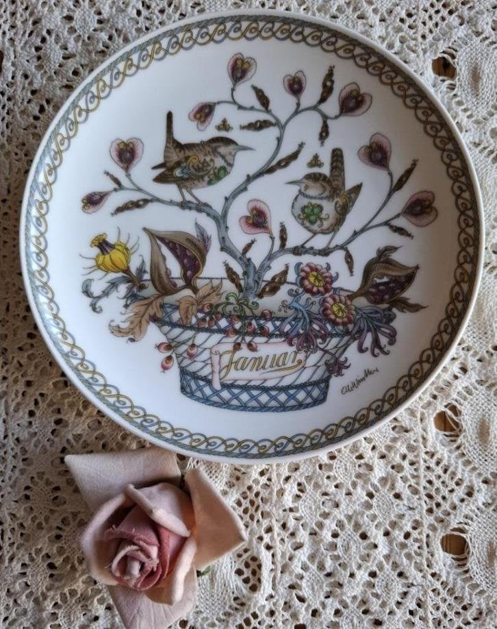Hutschenreuther bordje, winterkoninkje, Januari, Ole Winther, Antiek en Kunst, Ophalen of Verzenden