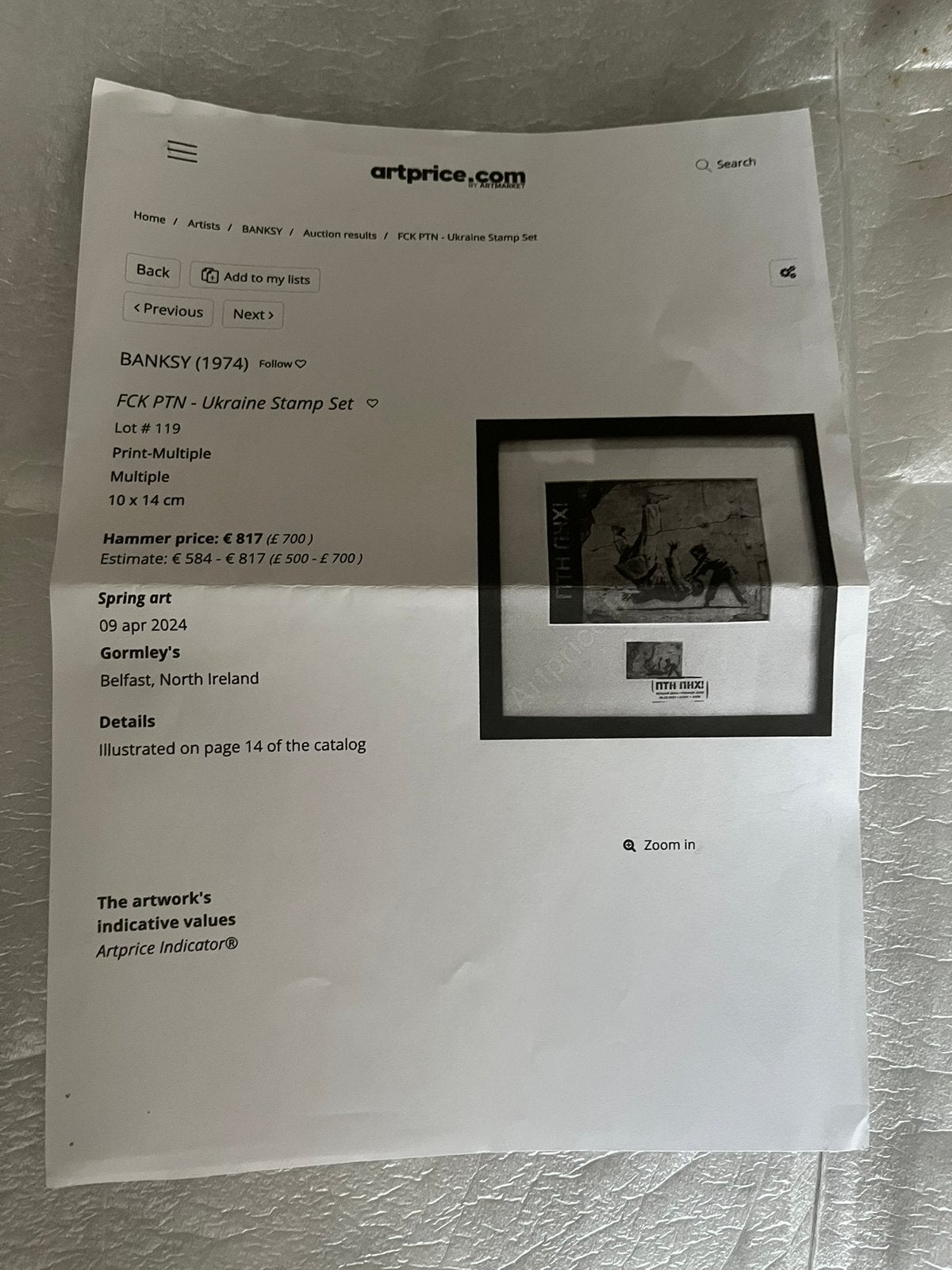Banksy ukrposhta, Antiek en Kunst, Ophalen of Verzenden, Echtheidscertificaat, Print, Overig onderwerp