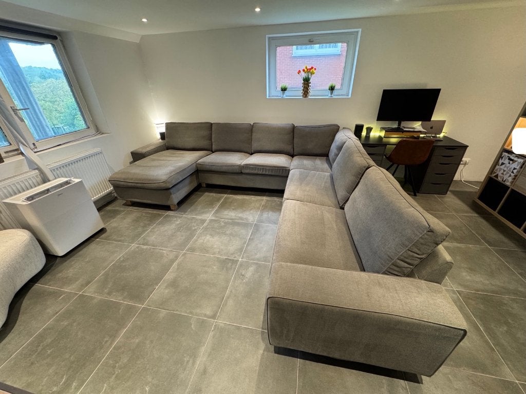 Canapé 6 places Ikea Kivik comme neuf, Huis en Inrichting, Ophalen, Tissu gris, Hoekbank, 300 cm of meer