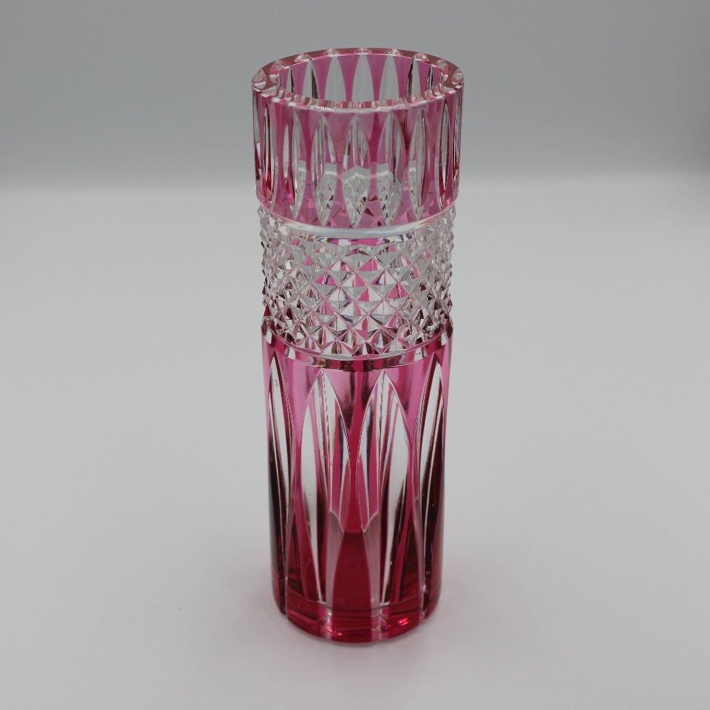 Val Saint Lambert kristallen vaas roze overlay 20 cm, Ophalen of Verzenden