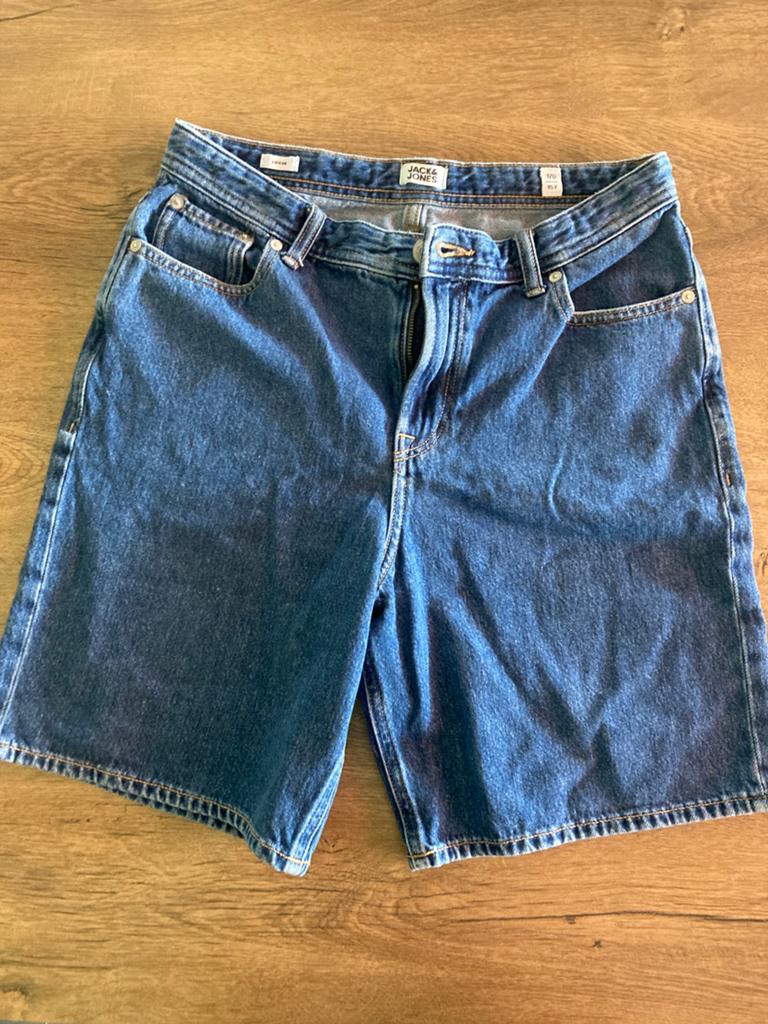 jeans short - jack&jones -  loose fit - maat 170/15y - blauw, Kleding | Heren, Verzenden, Zo goed als nieuw, Blauw