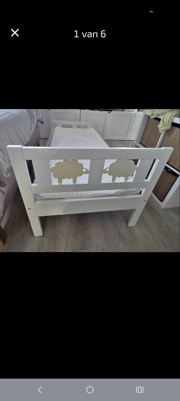 Peuterbed, Ophalen, Gebruikt, Wit, Hout