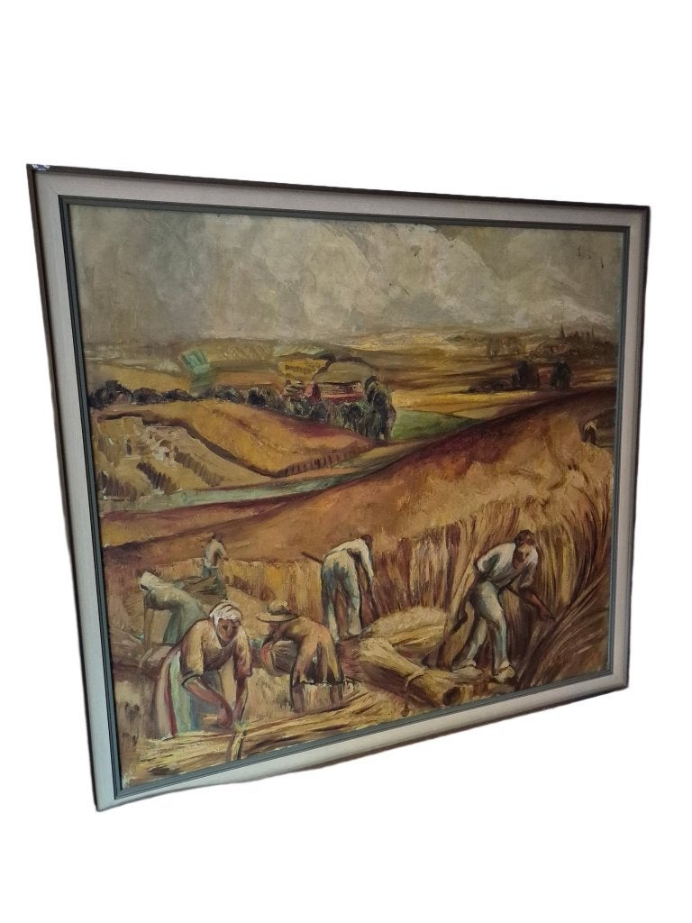 Groot vintage schilderij (98x106 cm) - T. Vangheluwe (1973), Ophalen, Doek, Gedateerd, Landschap
