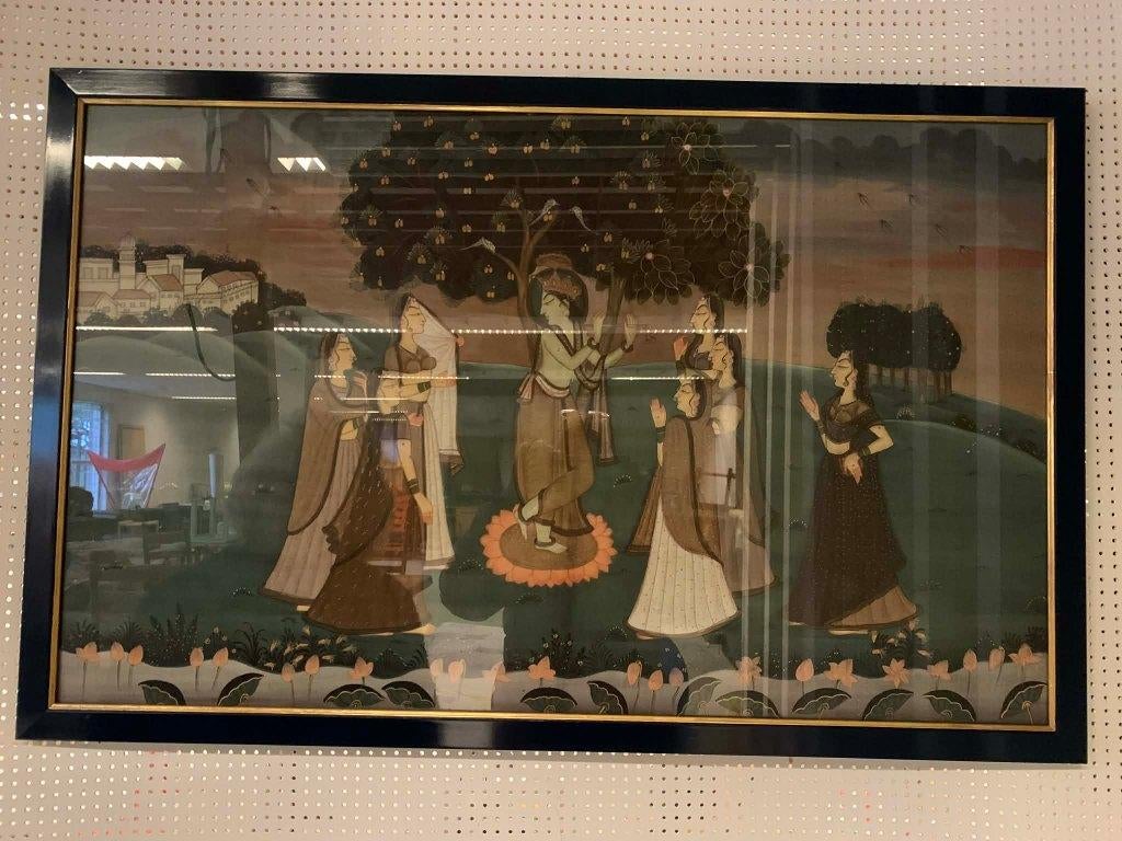 Schilderij op satijn, Antiek en Kunst, Kunst | Schilderijen | Klassiek, Ophalen
