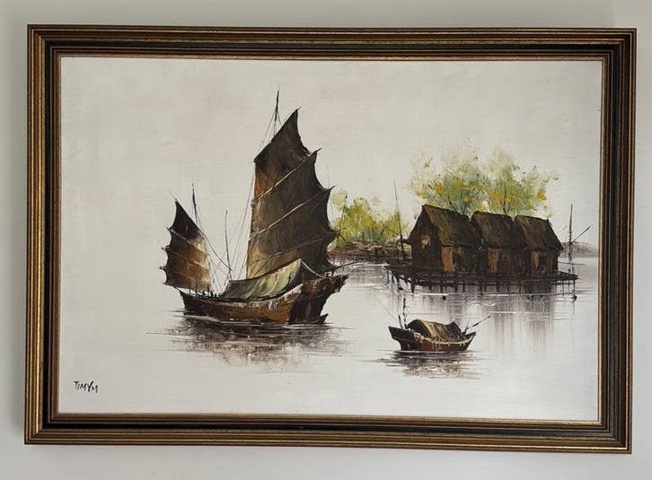 Peinture a l’huile - huile sur toile signée - Timym 50x70cm, Antiquités & Art, Enlèvement ou Envoi, Paysage, Signé, Toile