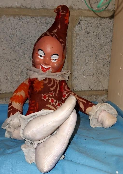 Grande poupée vintage Arlequin - Années 70, Ophalen of Verzenden