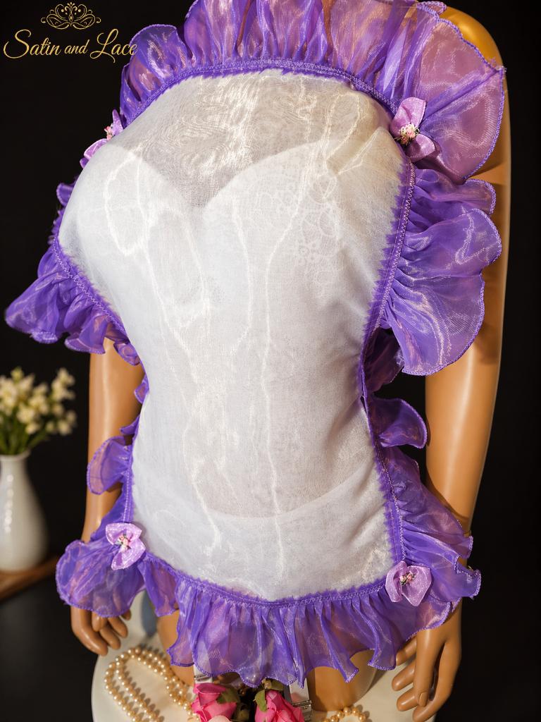 Adult baby sissy baby  ecru Nylon purple bib frilly apron, Kleding | Dames, Verzenden