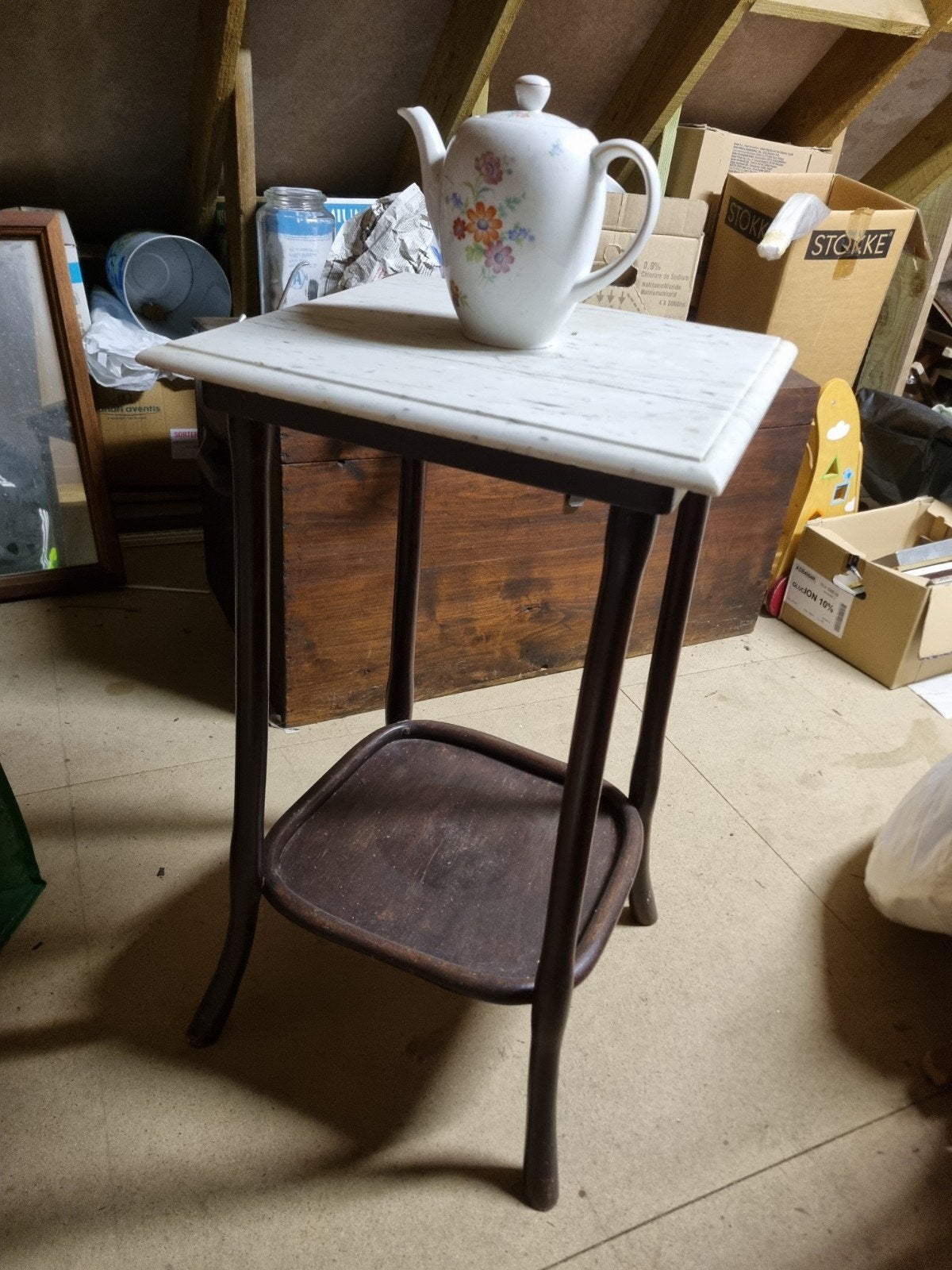 Antieke Art Nouveau bijzettafel (Thonet / J&J Kohn). Marmer., Ophalen