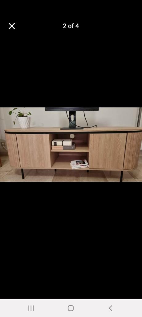 Tv-meubel 150cm, eikenkleur, ronde hoeken, als nieuw, Huis en Inrichting, Ophalen, 100 tot 150 cm, Zo goed als nieuw, Minder dan 100 cm
