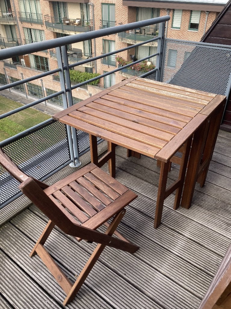 Table jardin/terrasse + chaises, Enlèvement, Utilisé, Rectangulaire, Bois