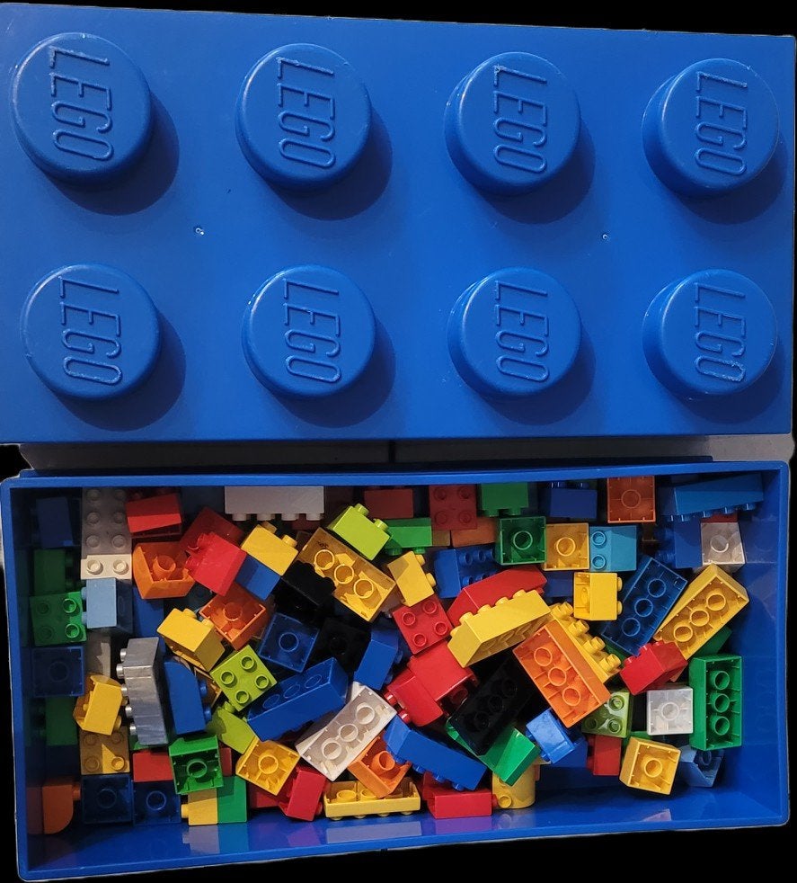 lego opbergbox met duplo bouwstenen, Ophalen, Zo goed als nieuw, Overige merken