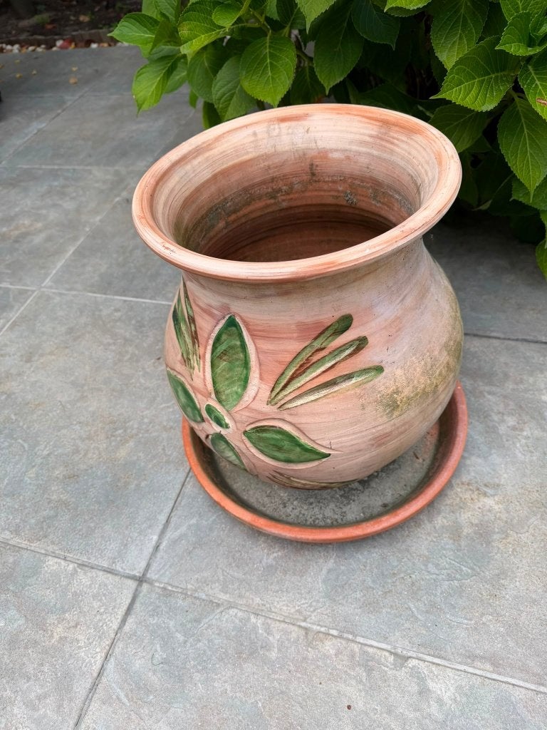 bloempot teracotta, Tuin en Terras, Bloempotten, Ophalen, Gebruikt, Rond, Minder dan 40 cm