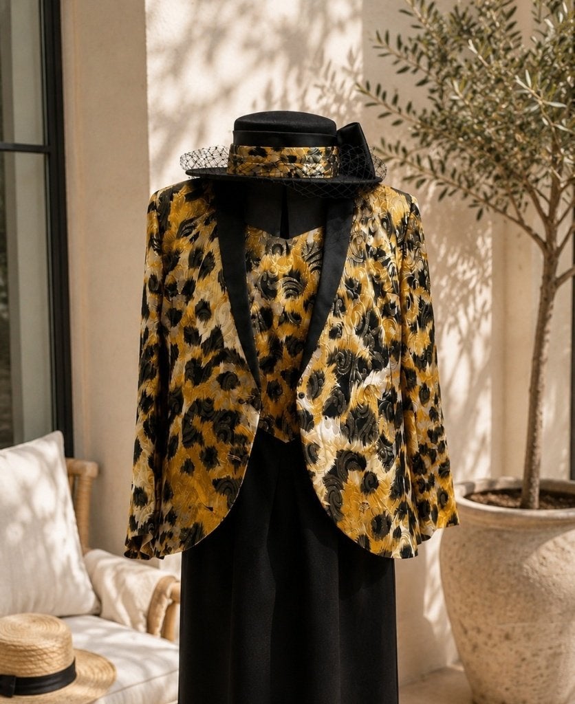Vintage Parfait Etat- Ensemble cérémonie noir/or + chapeau, Kleding | Dames, Gelegenheidskleding, Maat 38/40 (M), Sans marque