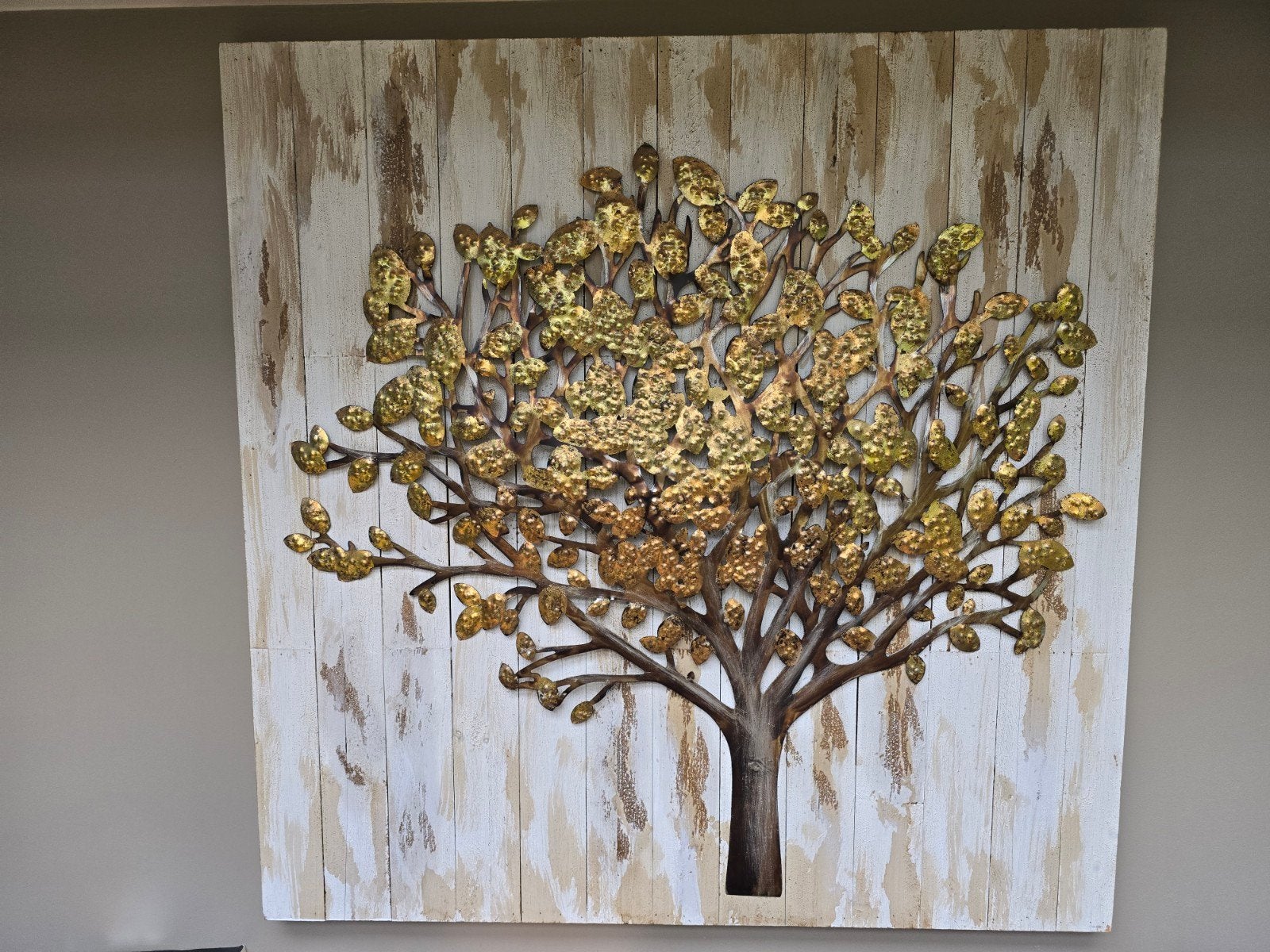 Muurdecoratie boom goudkleurig, Ophalen