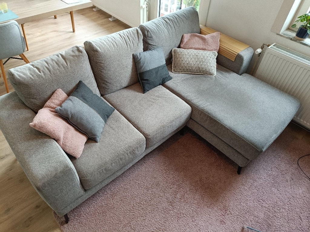 Zetel 3-zit met longchair, Trois personnes, 150 cm ou plus, 200 à 250 cm, Comme neuf